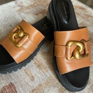 Aerosoles Women's Lima Slide Sandal Camel Size 9M